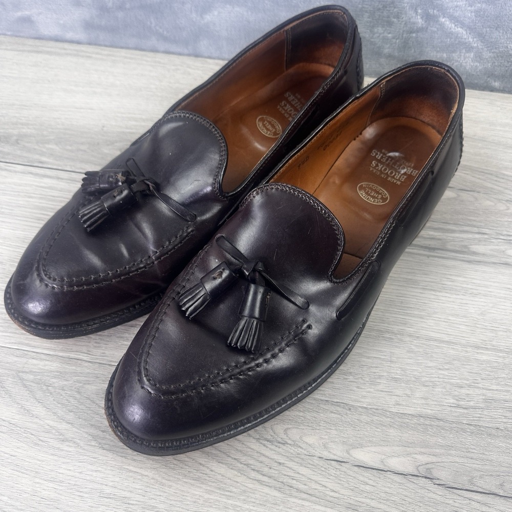 Brooks Brothers Tassel Loafers Mens 9.5 D Shell Cordovan Burgundy USA
